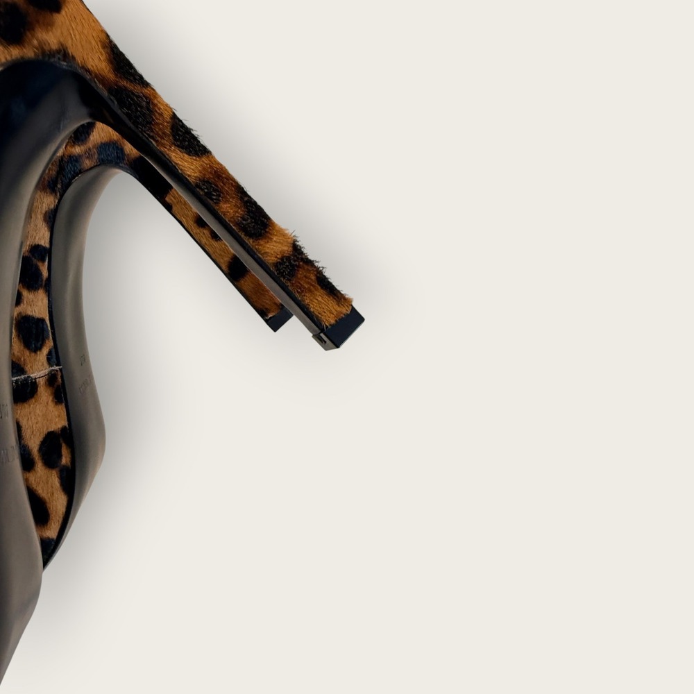 Real Calf Hair Leopard Pumps 9M Y2K Baddie Maximalist 90s Edgy Heel - Picture 6 of 9